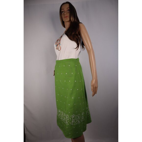 Sherry Taylor Green Embroidered A-Line Skirt with Floral Design Size Small - Picture 2 of 9